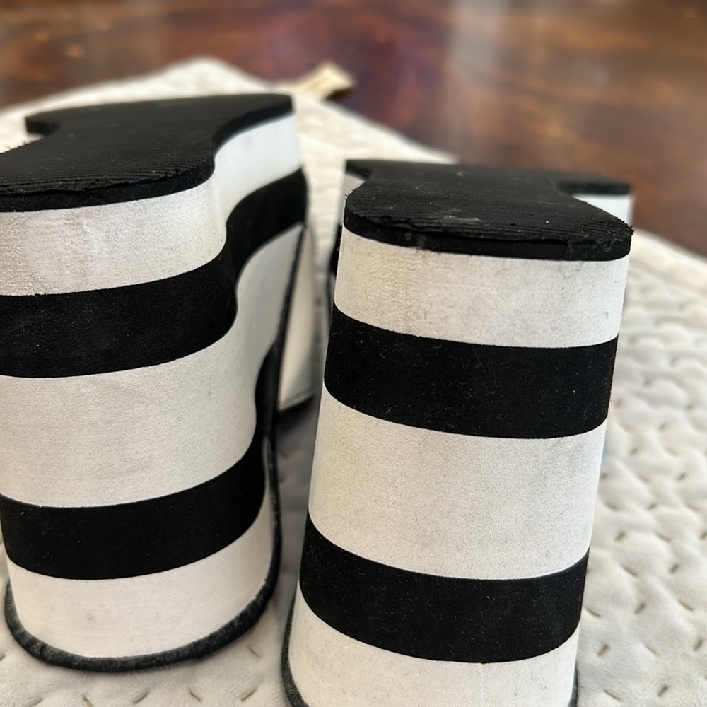 Vintage Miss Sixty Black & White Wedge Sandals- sz M (7-8) - Picture 10 of 11